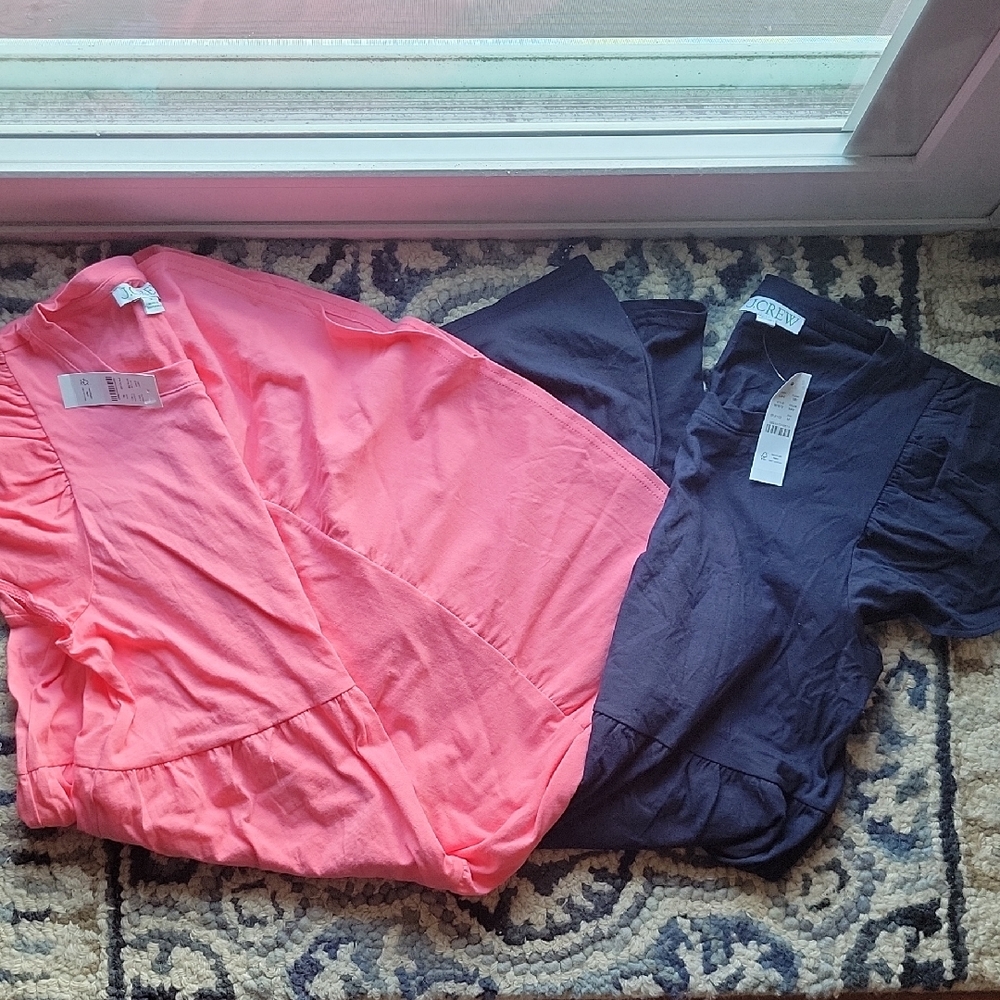 J.Crew Pink and Navy Cotton Summer Dresses Size Medium Brand New With Tags